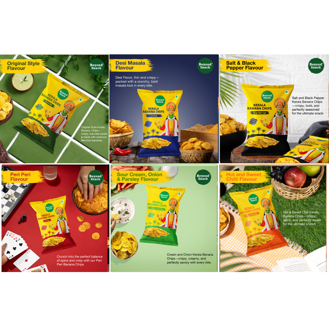 All 6 Flavours -600gm(Original Style, Peri Peri, Sour Cream Onion Parsley, Salt & Black Pepper, Desi Masala, Hot & Sweet Chilli -100gm Pack each)