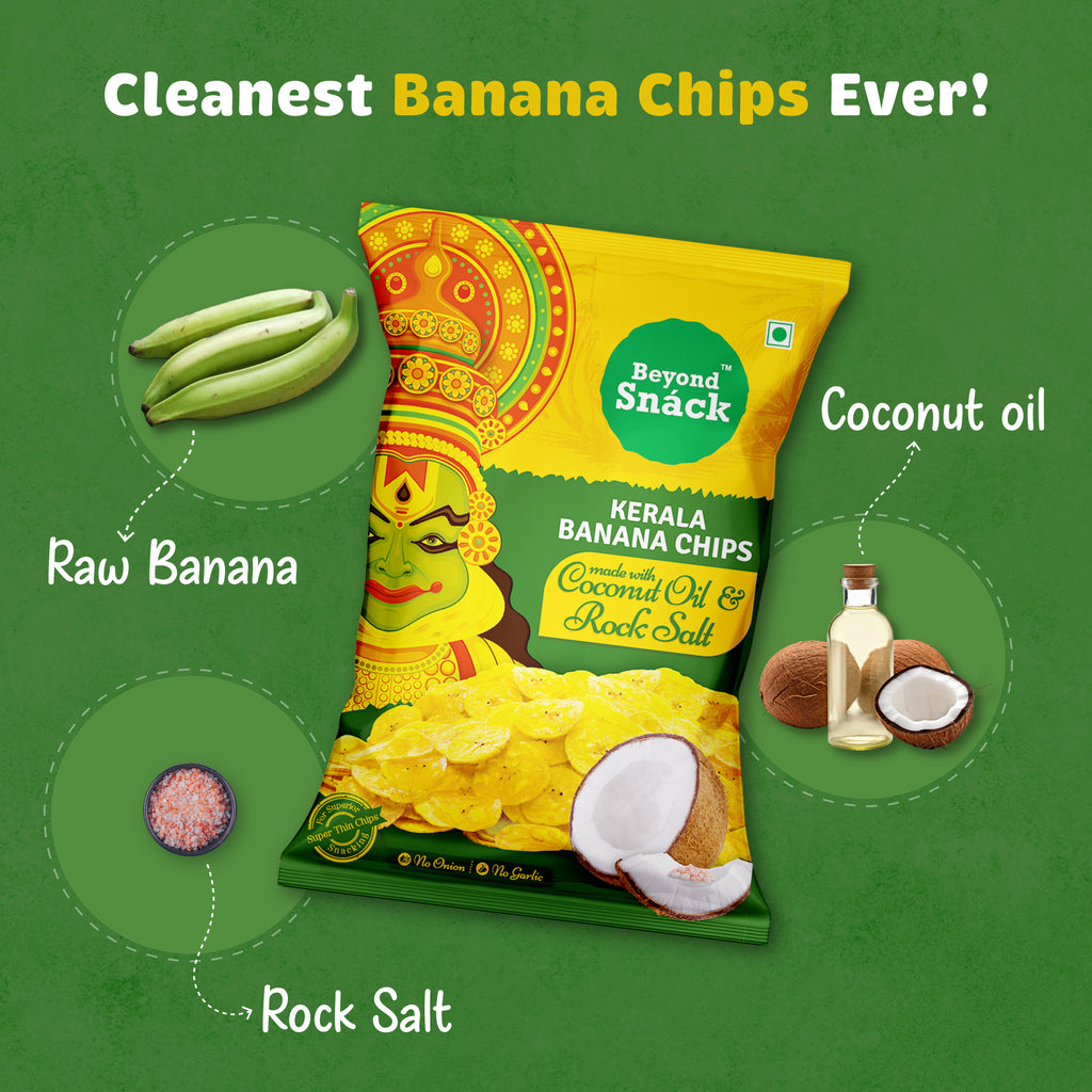 NEW LAUNCH!! Banana Chips in COCONUT OIL and ROCK SALT 360gm (90gmsX4Packs)