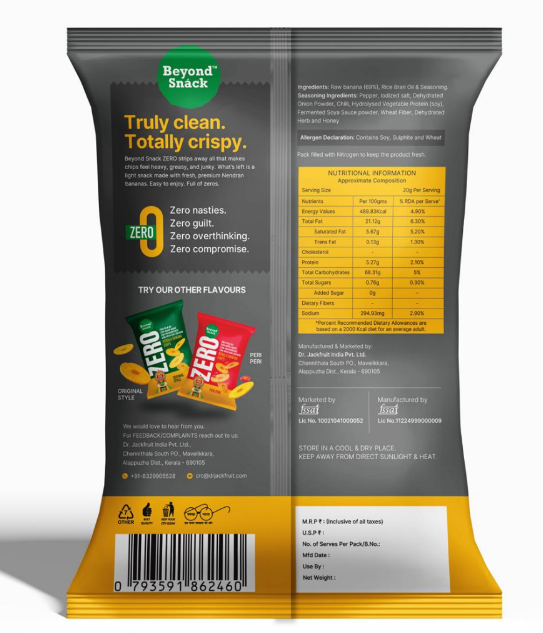 ZERO Kerala Banana Chips - Salt & Black Pepper